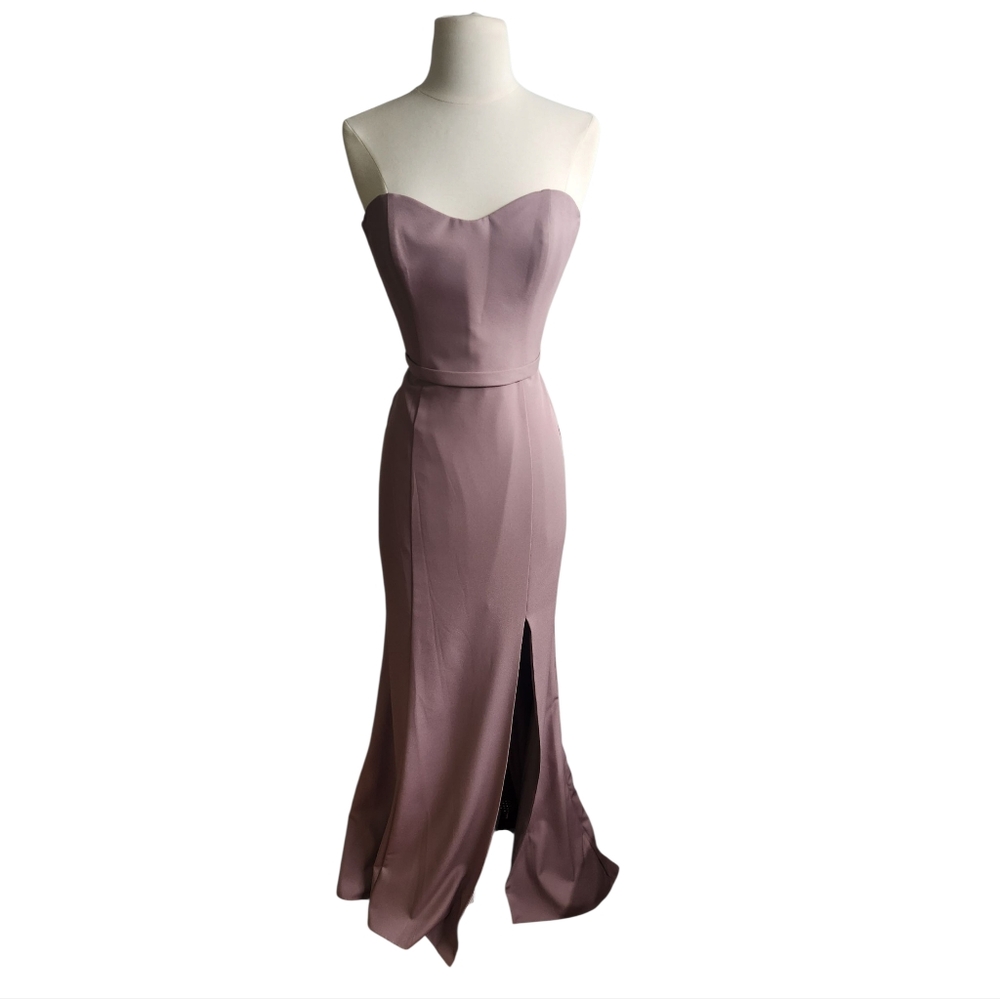 Amsale Pink Sheath Strapless Dress with Slit for Weddings
